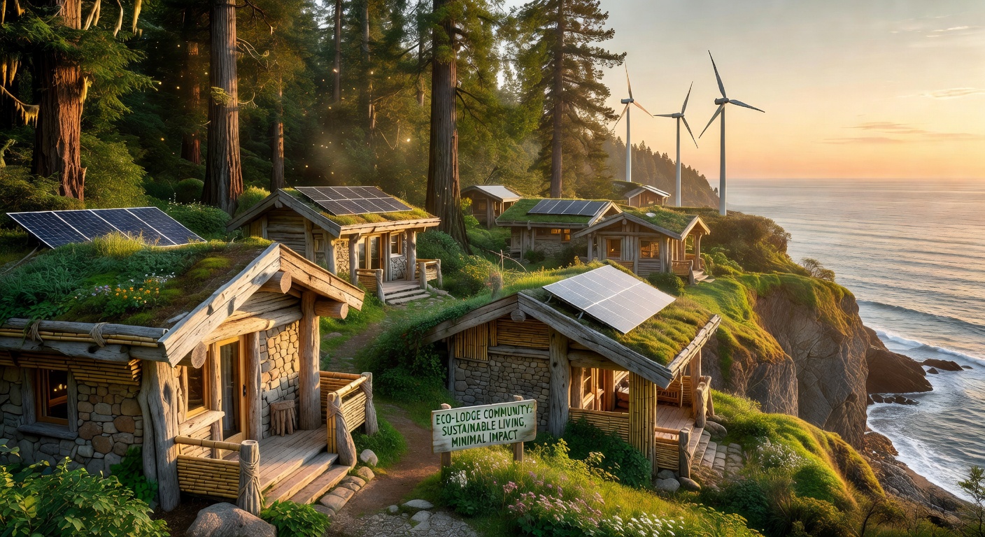 Sustainable eco accommodation interior with natural materials