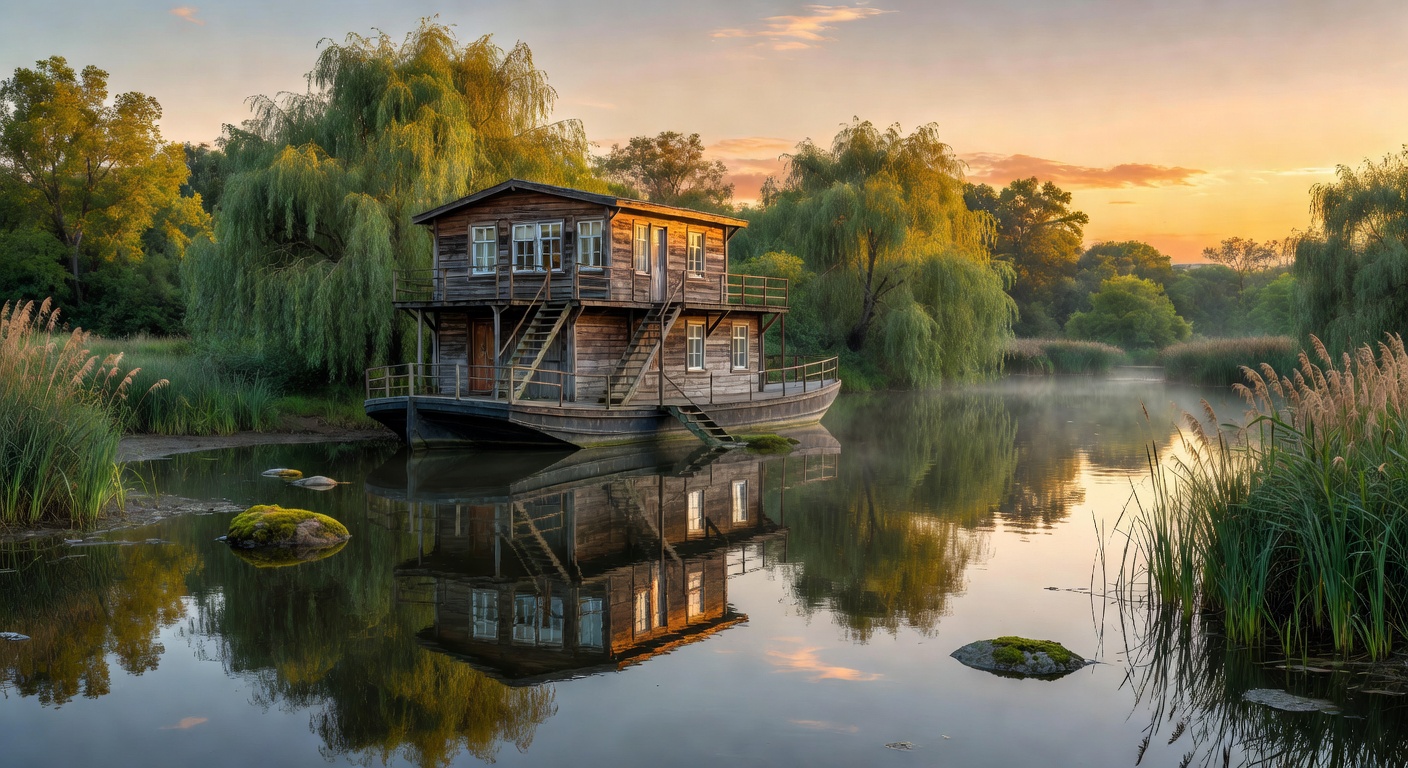 Houseboat eco accommodation on the Mekong River
