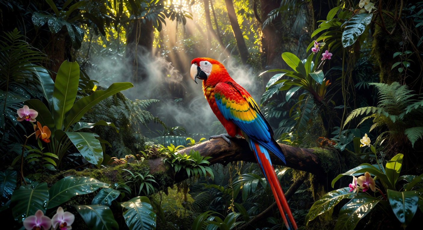 Colorful tropical bird in the Amazon