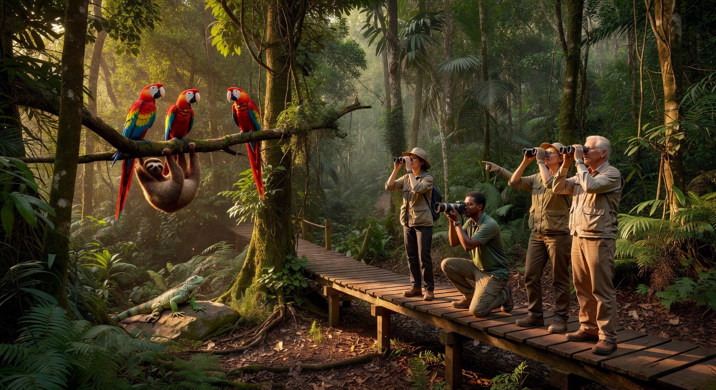 Ethical wildlife photographer observing animals with long telephoto lens